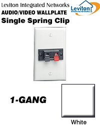 1-Gang Single Spring Clip Device Audio/Video Wallplate, Standard Size, Polymer Break Resistant, Box Mount, White