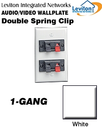 1-Gang Double Spring Clip Device Audio/Video Wallplate, Standard Size, Polymer Break Resistant, Box Mount, White