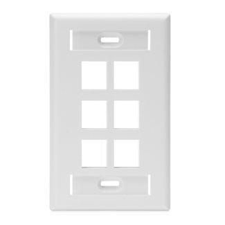 Product image for Leviton 42080-6WS Single Gang 6-Port White QuickPort Wallplate with ID Windows