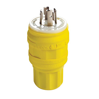 Replacement Male Interior Wiring Module Assembly (Insert) Nema L14-20P, 20A-125/250V, 3-Pole 4-Wire, Color: White, Includes Tri-Drive Assembly Screws.  For Use Only With Leviton 26W74