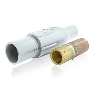 22 Series Single Pole Cam-Type Contact & Insulator, Ball Nose In-Line Latching Female Connector, Crimped, 690 Amp Max, White