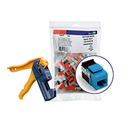 150 GigaMax Cat 5e QuickPort Connectors, Blue, Kitted with Jack Rapid Tool