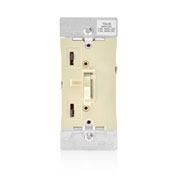 Preset Toggle Slide Dimmer Single Pole/3-Way, 600W -120VAC Incandescent 300W LED/CFL, Lighted, (2) Mounting Screws Mounted To Strap With Retaining Washer. Ivory.