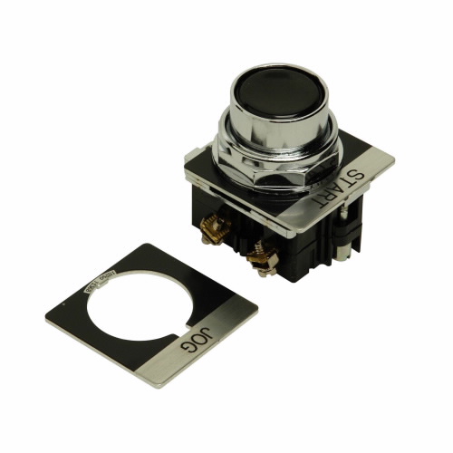Product image for Eaton Electrical 10250T30B-POP 30.5 mm 600 VAC 1NO 1NC Momentary Black Die-Cast Zinc IP65 Flush Non-Illuminated Push Button
