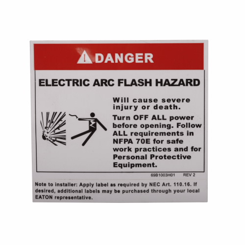 Product image for ETN ARCFLASHLBL ARC FLASH WARNING L
