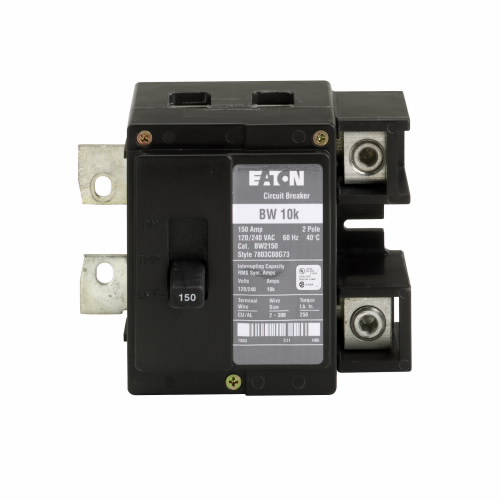 Product image for Eaton Electrical BW2150 208 Star/120/240 VAC 150 Amp 2-Pole Thermal Magnetic Main Circuit Breaker