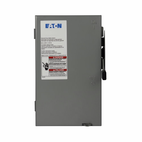 Product image for Eaton Electrical DG321UGB 240 VAC 30 Amp 7.5 Hp 3-Pole 3-Wire Non-Fusible Single Throw Safety Switch