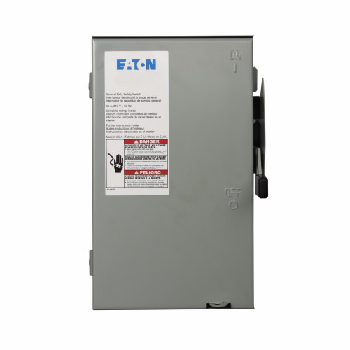 Product image for Eaton Electrical DG321URB 240 VAC 30 Amp 7.5 Hp 3-Pole 3-Wire Non-Fusible Single Throw Safety Switch