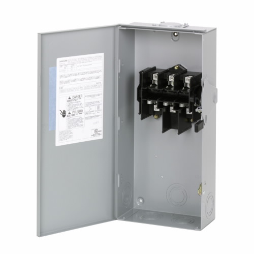 Product image for Eaton Electrical DG323URB 240 VAC 100 Amp 30 Hp 3-Pole 3-Wire Non-Fusible Single Throw Safety Switch
