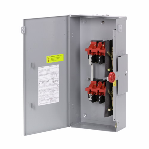 Product image for Eaton Electrical DT222URK-NPS 60 Amp 240 VAC 250 VDC 2-Pole NEMA 3R Non-Fusible General Duty Double Throw Safety Switch