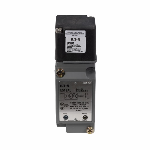 Product image for Eaton Electrical E51ALS1 20 to 264 VAC/VDC NO or NC Die-Cast Zinc 2-Wire Inductive Proximity Sensor