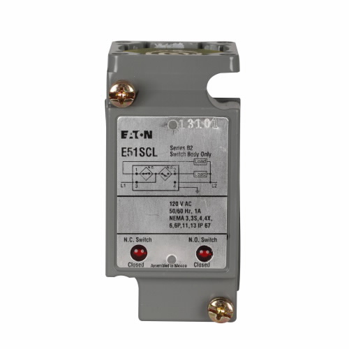 Product image for Eaton Electrical E51SCL 120 VAC 1NO 1NC IP67 Die-Cast Zinc Assembled Inductive Proximity Sensor Body