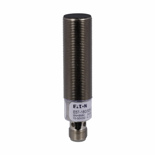 Product image for Eaton Electrical E57-18GS05-DDB 10 to 30 VDC 100 mA NO/NPN/PNP Nickel Plated Brass 2-Wire Inductive Proximity Sensor