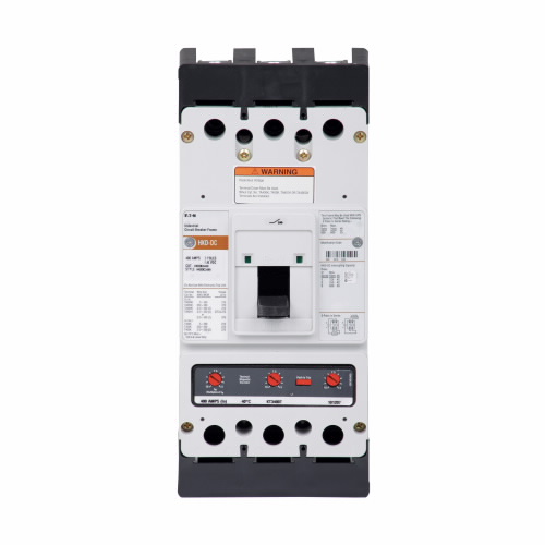 Product image for Cutler-Hammer HKDDC3400F Series C DC/PvGard molded case circuit breaker frame, K-frame, HKD, Frame only, Interchangeable thermal-magnetic trip type, Three-pole, 400A, 600 Vac, 250 Vdc, 42 kAIC at 600 Va