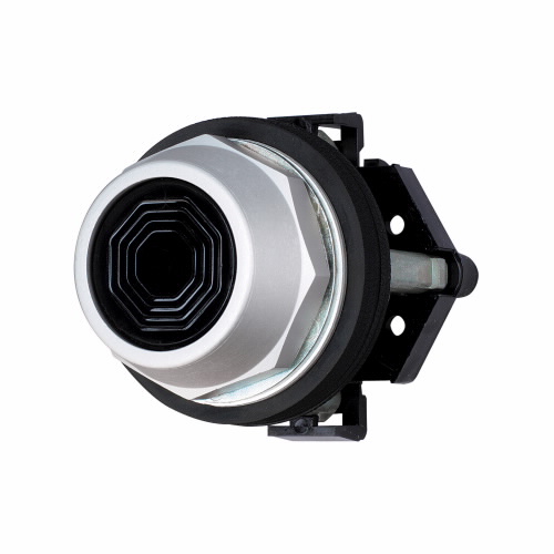 Product image for Cutler-Hammer HT8AAH Eaton, 30.5 mm Watertight/Oiltight Pushbutton operator,Black,Plastic Actuator,Chrome bezel,Non-illuminated,Flush mounting,NEMA 3, 3R, 4, 4X, 12, 13,1,000,000 operations,Momentary,30.5 mm,