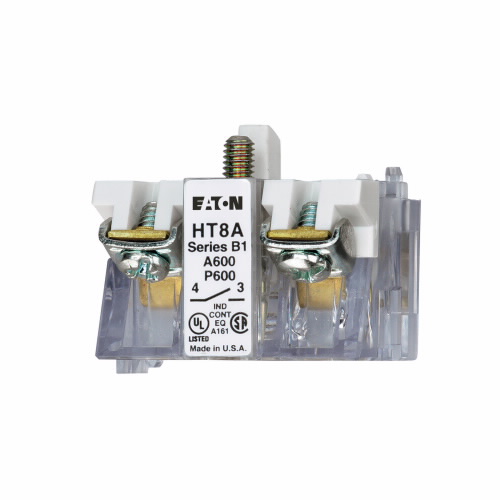 Product image for Cutler-Hammer HT8A 30.5 mm 600 VAC 10 Amp 1NO Standard Push Button Contact Block