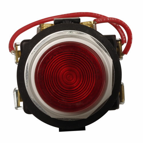Product image for Cutler-Hammer HT8GTBF3 HT800 pushbutton, Watertight and Oiltight-HT800, Chrome, LED, Full voltage, NEMA 3, 3R, 4, 4X, 12 and 13, Illuminated, Blue, 24 Vac/dc, Momentary, Plastic