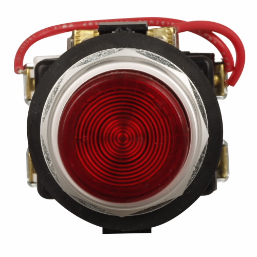 Product image for Cutler-Hammer HT8GVWV7 HT800 pushbutton, 30.5 mm, Watertight/Oiltight, Push-to-test light unit, NEMA 1, 2, 3, 3R, 4, 4X, 12, Illuminated, Push-to-test, Incandescent, full voltage light unit, White lens,