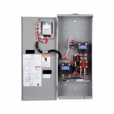 Product image for Cutler-Hammer RLC1SEJ20200WRU Residential Light Commercial Contactor-Based Transfer Switch, ATC-100 controller, 200A, 120/240V, Single-phase, Open transition, NEMA 3R enclosure