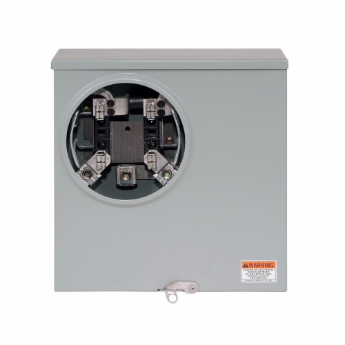 Product image for Cutler-Hammer UBHTRS223ARHCH meter socket, 1-pos resi service, 200A, Under, Solid top, #6-350 kcmil, 4-jaw, 1-ph, #8-350 kcmil, Offset Meter Left, Horn bypass, 3-wire, Ringless, 600 Vac