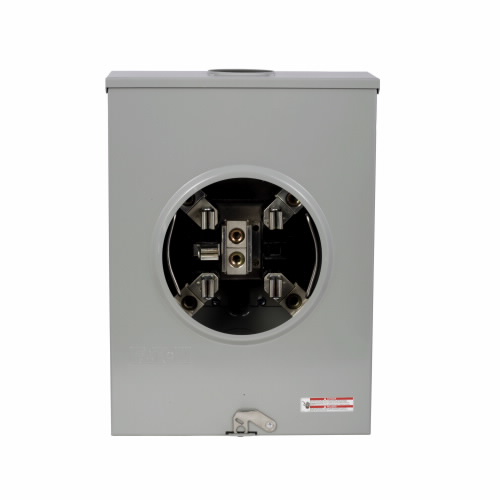 Product image for Cutler-Hammer UGHTRS213BE meter socket, 1-pos resi service, 200A, Over/under, 3-5/16 inch hub open, #6-350 kcmil, 5-jaw, 1-ph, #6-350 kcmil, Horn bypass, Gnd conn (#14-#2 Cu), Triplex, 3-wire, Ringless,