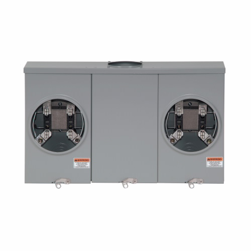 Product image for Cutler-Hammer UHT2R2332TCH meter socket, Multi position resi service, 200 A, Over/under, 5x5 inch hub open, #6-350 kcmil, Four-jaw, 1-ph, #8-250 kcmil, Horn bypass, Gnd conn (#14-#2 Cu), Triplex, 3-wire
