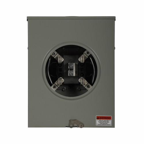 Product image for Cutler-Hammer UHTRS111BCH meter socket, 1-pos resi service, 125A, Over/under, 3-5/16 inch hub open, #8-250 kcmil, 4-jaw, 1-ph, #8-250 kcmil, Horn bypass, Gnd conn (#14-#2 Cu), Triplex, 3-wire, Ringless,