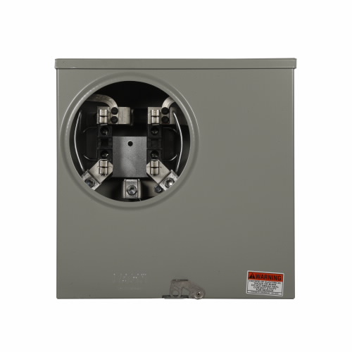 Product image for Cutler-Hammer UHTRS223ARHCH meter socket, 1-pos resi service, 200A, Under, Solid top, #6-350 kcmil, Four-jaw, 1-ph, #8-350 kcmil, Horn bypass, Gnd conn (#14-#2 Cu), Triplex, 3-wire, Ringless, 600 Vac