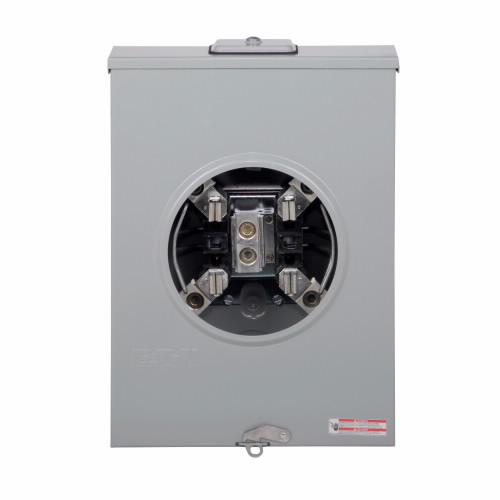 Product image for Cutler-Hammer UTRS213CE meter socket, 1-pos resi service, 200 A, Over/under, 3-5/16 inch hub cover plate, #6-350 kcmil, 4-jaw, 1-ph, #6-350 kcmil, Gnd conn (#14-#2 Cu), Triplex, 3-wire, Ringless, 600 Va