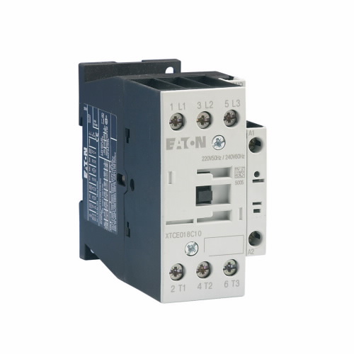 Product image for Cutler-Hammer XTCE025C10C XT IEC contactor, 25A, 412 Vac 50 Hz, 480 Vac 60 Hz, 1NO, 25A, Frame C, 45 mm, 50-60 Hz, 2, 3, 5/ 7.5, 10, 15, 20 hp (1/3PH @115, 200, 230/200, 230, 460, 575 V), Three-pole, Sc