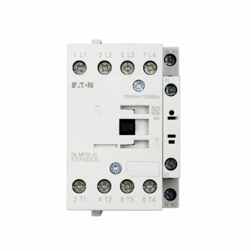 Product image for Cutler-Hammer XTCF032C10A XT IEC contactor, 32A, 110 Vac 50 Hz, 120 Vac 60 Hz, 1NO, 32A, Frame C, 45 mm, 50-60 Hz, 7.5, 7.5, 10, 15 hp (3PH @200, 230, 460, 575 V), Four-pole, Non-reversing, , Screw term