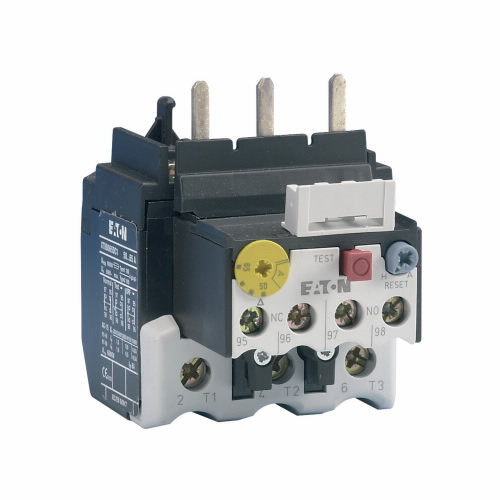Product image for Cutler-Hammer XTOB065DC1 XT IEC bimetallic overload relay, 50-65A overload range, 55 mm Frame size, 1NO-1NC contact configuration, Direct mounting, used with 65-72A contactor, 10A trip type