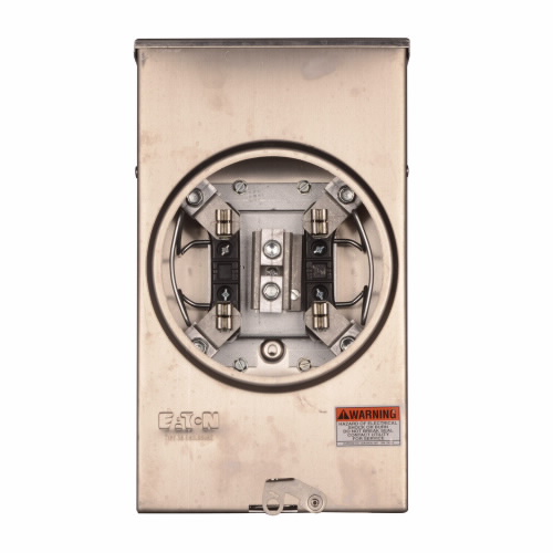 Product image for Cutler-Hammer UAHTRS202BFLCH meter socket, 1-pos resi service, 200A, Over/under, 3-5/16 inch hub open, #8-250 kcmil, 4-jaw, 1-ph, #8-250 kcmil, Al screw type seal ring, Horn bypass, Gnd conn (#14-#2 Cu)