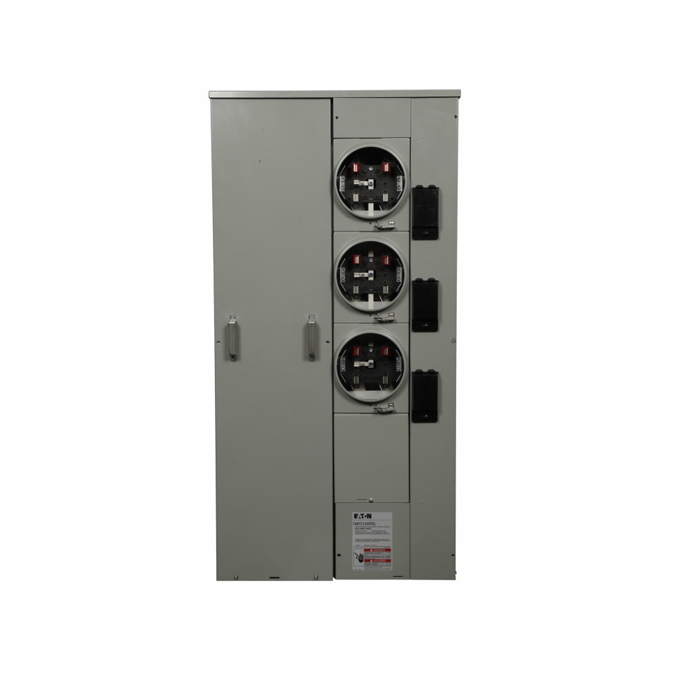 Product image for Eaton Electrical 1MP3124RRL 120/240 VAC 400 Amp 1-Phase 3-Wire 3-Socket Aluminum Ringless Meter Pack