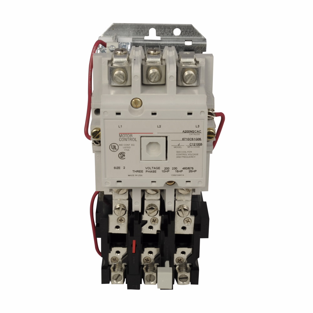 Product image for Eaton Electrical A200M2CACD 480/600 Volt 45 Amp 25 Hp 1/3-Phase 3-Pole Open Non-Reversing Magnetic Starter