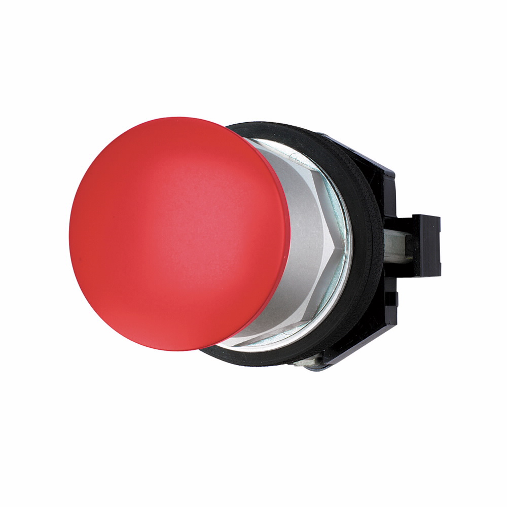 Product image for Cutler-Hammer HT8CBRAB HT800 pushbutton, 30.5 mm, NO, NC, Chrome bezel, Watertight/Oiltight-HT800, Pushbutton, 40 mm, NEMA 1, 2, 3, 3R, 4, 4X, 12, Non-illuminated, Maintained push, maintained pull, Red