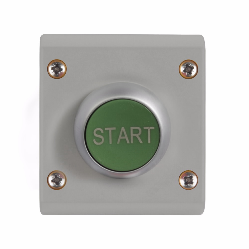 Product image for Cutler-Hammer M22-C1-M6H M22 Assembled One Element Control Station, 22.5 mm, Flush pushbutton, Momentary, Non-illuminated, Button: Green, Inscription: START/ GB1, NO-NC, IP66, UL (NEMA) Type 4X, 13, Horizonta
