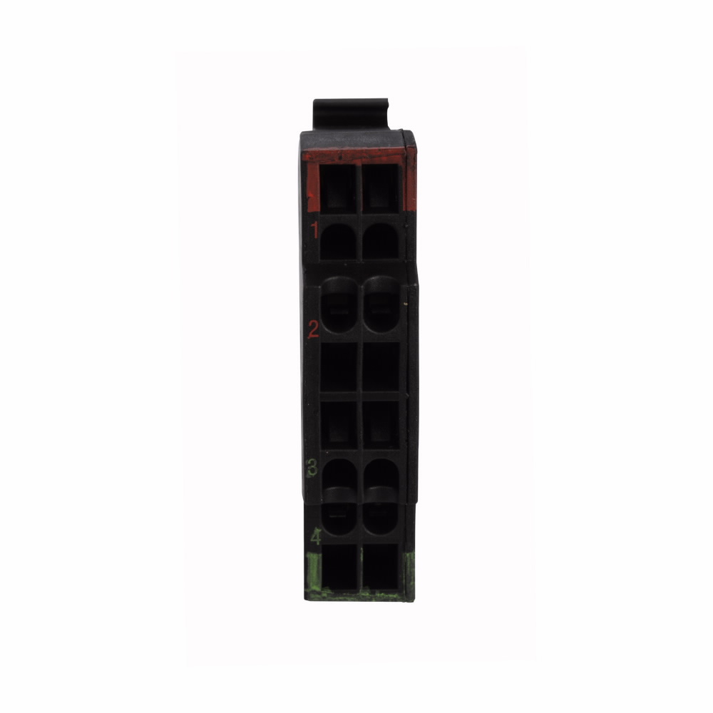 Product image for Cutler-Hammer M22-CK10 M22 pushbutton contact block, M22 contact block, 22.5 mm, Front, Spring-cage, Button: Black, NO, IP65