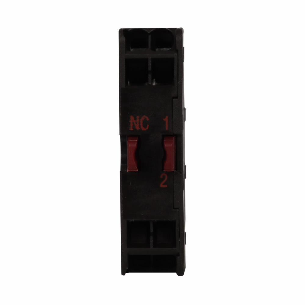 Product image for Cutler-Hammer M22-CKC10 M22 pushbutton contact block, M22 Non-Illuminated Emergency Stop contact block, 22.5 mm, Base, Spring-cage, Black, NO, IP65