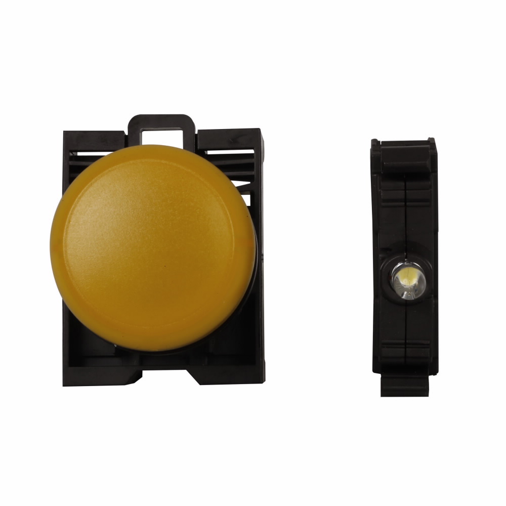 Product image for Cutler-Hammer M22-L-Y-230W M22 modular pushbutton, Complete Indicating Light, Flush, IP67, IP69K, NEMA 4X, 13, Illuminated, Yellow, White, 100, 000 Hours of operation, 85-264 Vac/dc