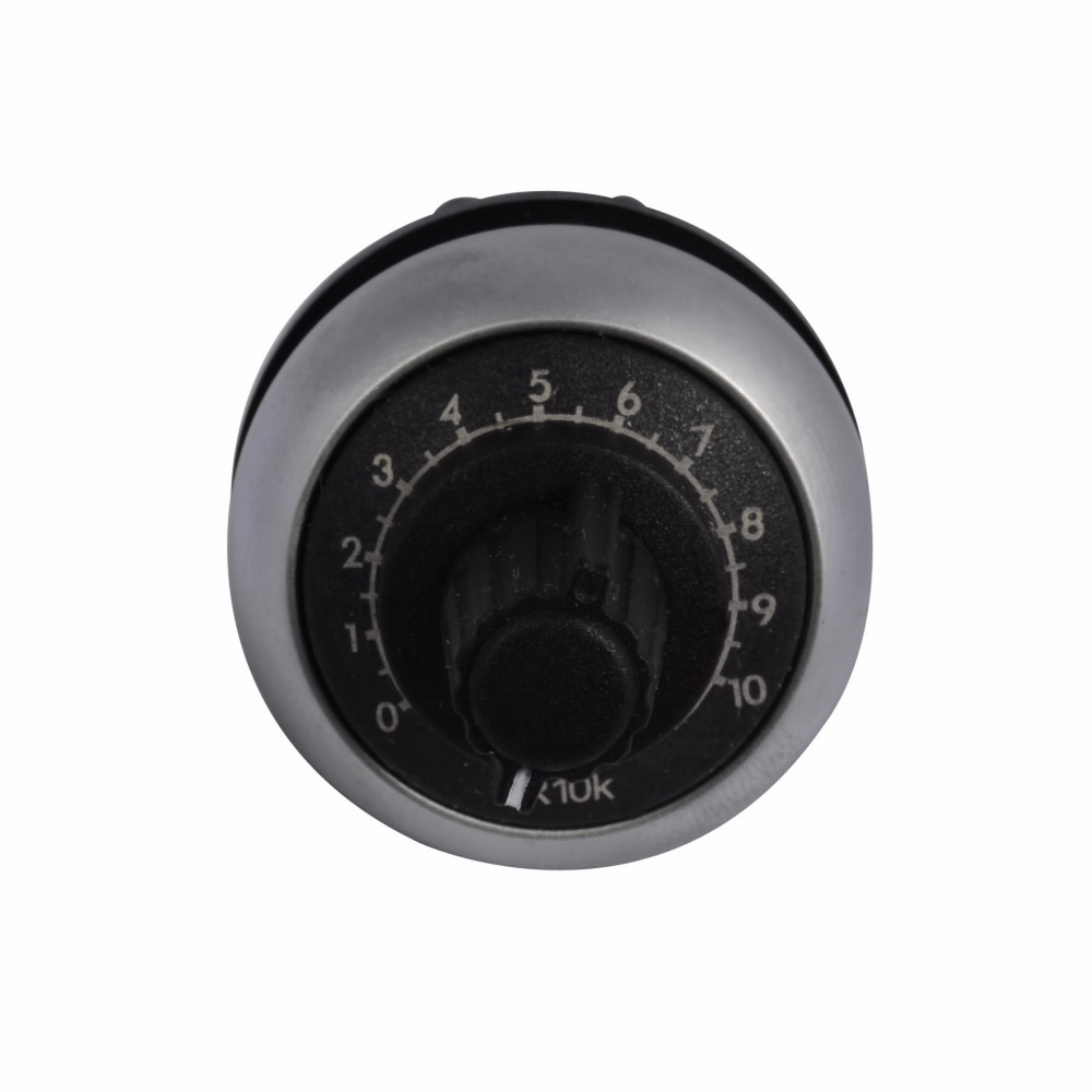 Product image for Cutler-Hammer M22-R1K M22 Potentiometer, 22.5 mm, Knob, Bezel: Silver, Black, IP20, 1Rk Resistance