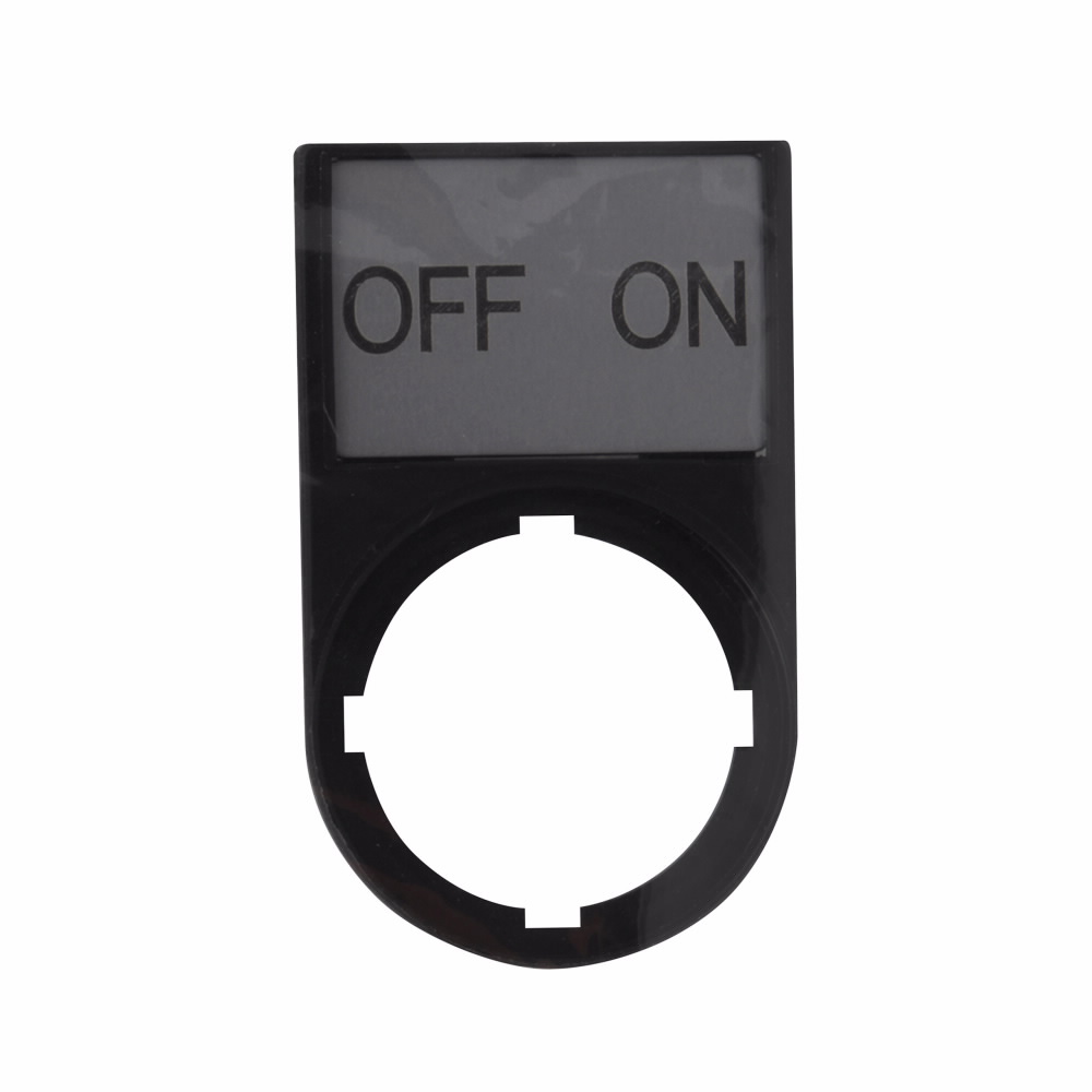Product image for Cutler-Hammer M22S-ST-GB10 M22 pushbutton legend plate, M22 Modular Pushbutton Legend Plate, Complete, 22.5 mm, Button: Black, Inscription: OFF ON/ GB10, IP66, NEMA 4X, 13