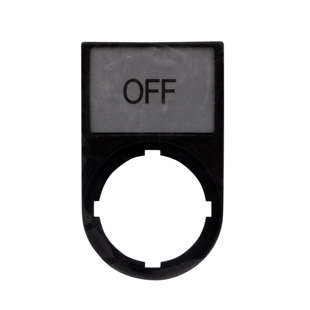 Product image for Cutler-Hammer M22S-ST-GB5 M22 pushbutton legend plate, M22 Modular Pushbutton Legend Plate, Complete, 22.5 mm, Button: Black, Inscription: OFF/ GB5, IP66, NEMA 4X, 13