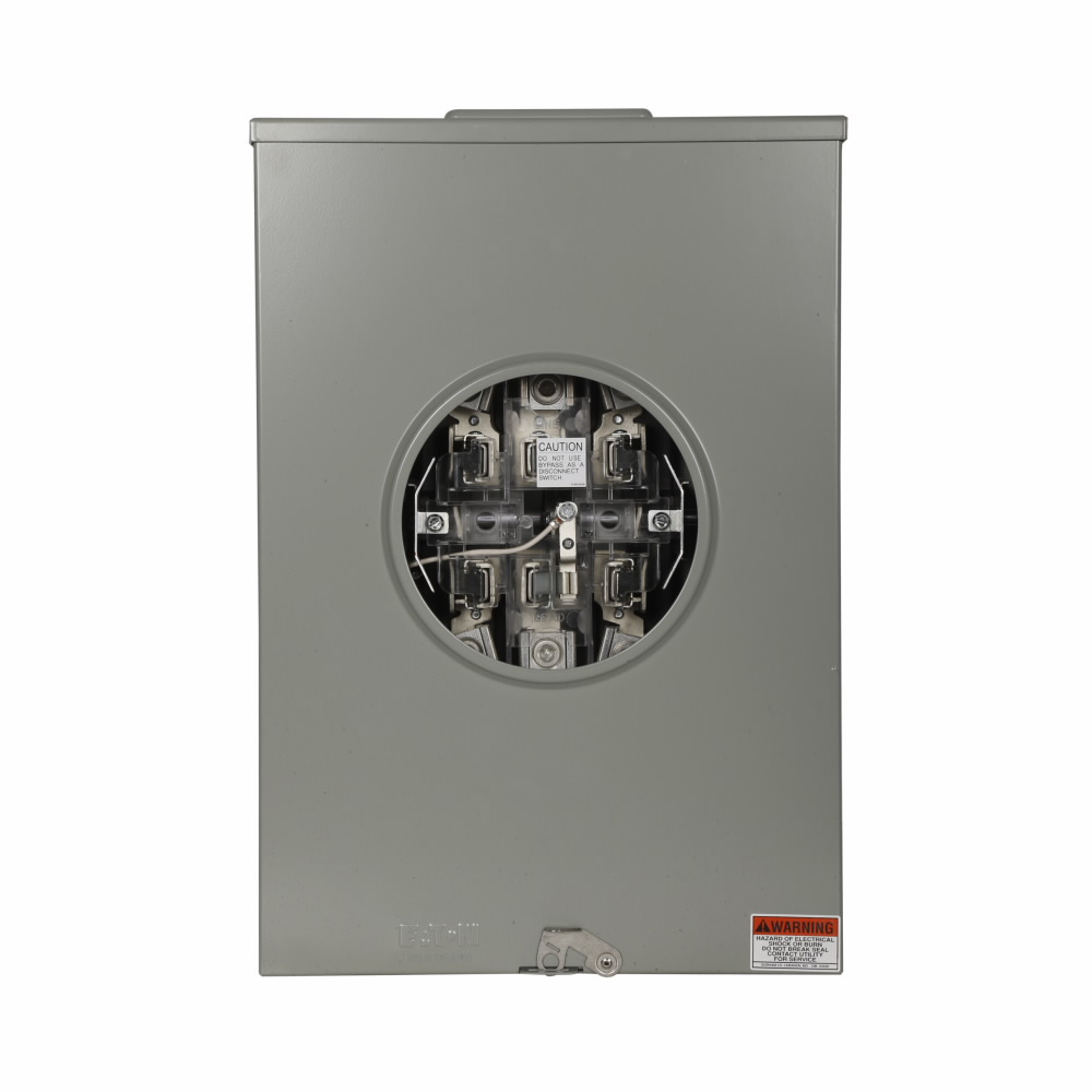 Product image for Cutler-Hammer UTE7213UCH meter socket, Comm, 200A, Over/under, 5x5 inch hub cover plate, #6-350 kcmil, 7-jaw, three-phase, #6-350 kcmil, Lever bypass, Gnd conn (#14-#2 Cu), Triplex, four-wire, Ringless,
