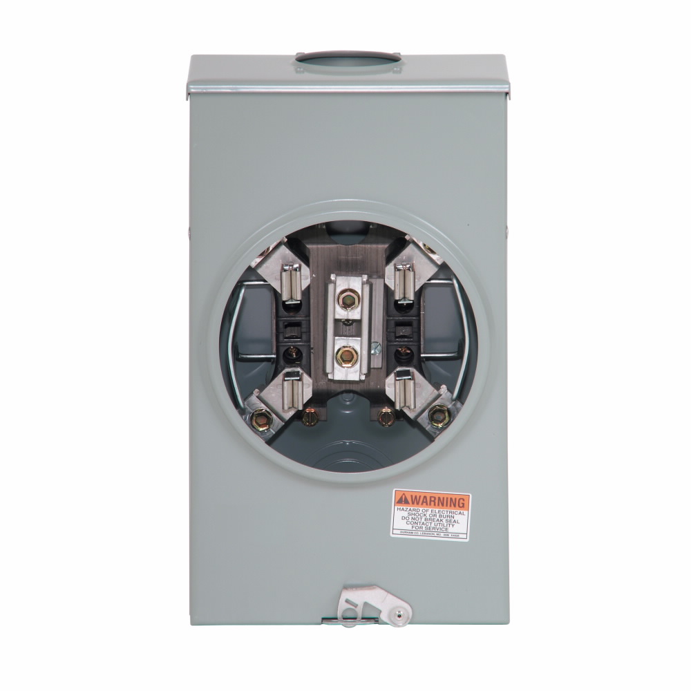 Product image for Cutler-Hammer UTRS502BCH meter socket, 1-pos resi service, 150A, Over, 3-5/16 inch hub open, #8-250 kcmil, 4-jaw, 1-ph, #8-250 kcmil, Gnd conn (#14-#2 Cu), Triplex, 3-wire, Ringless, 600 Vac