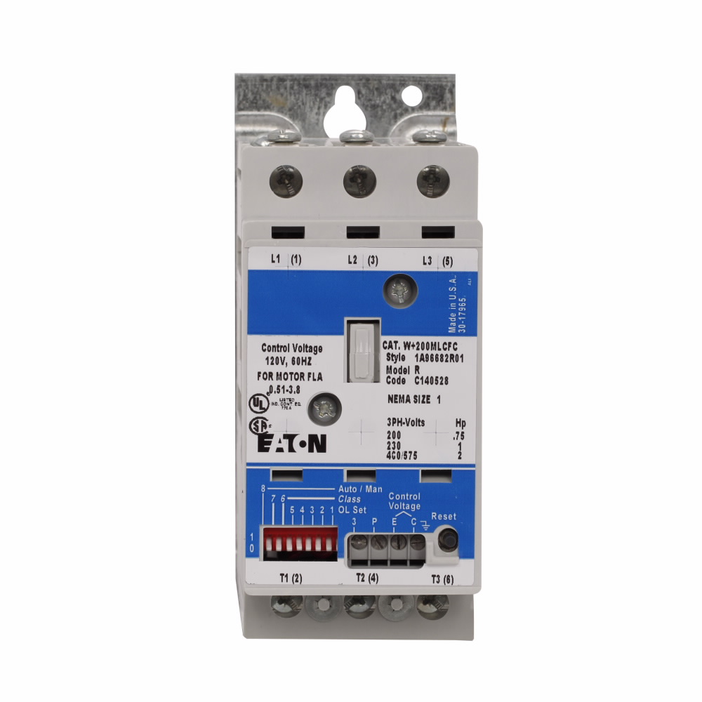 Product image for Cutler-Hammer W+200MLCFC NEMA starter, Space SVG Starter, 24 Vdc Coil, Nema Size 0, 0.35-1.65 A