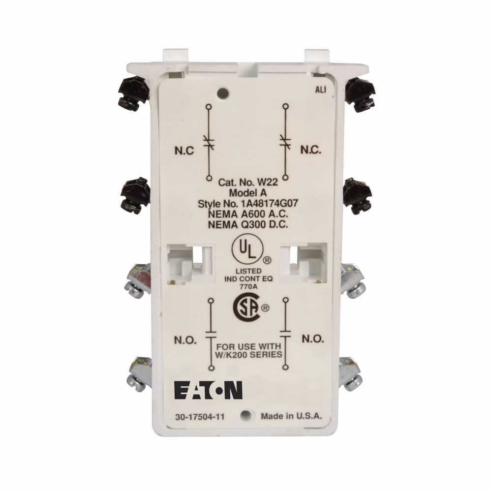 Product image for Cutler-Hammer W22 Freedom NEMA auxiliary contact, Tie Points, 2NO 2NC contacts