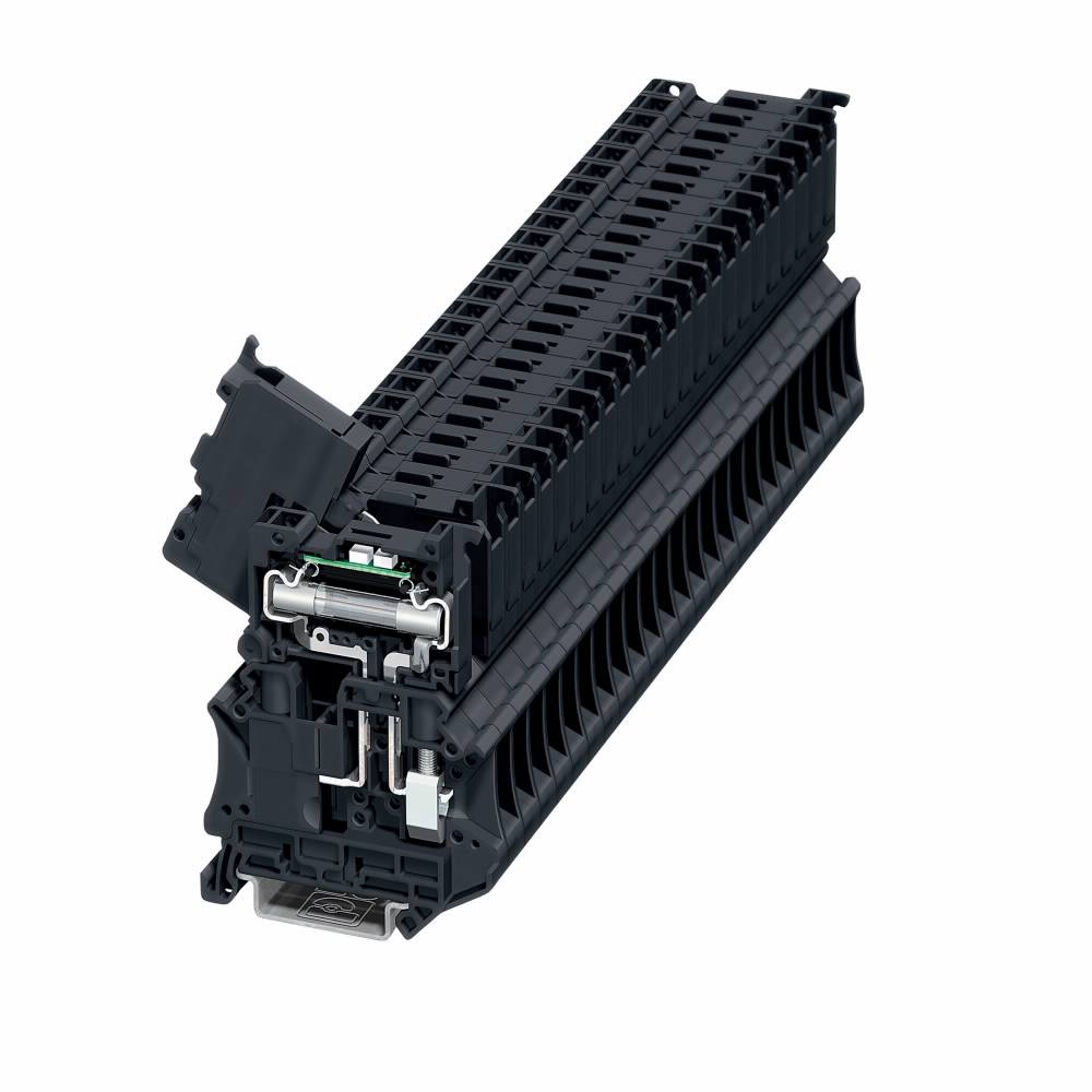 Product image for Cutler-Hammer XBUT6FBN XB IEC terminal block, Fuse Terminal Blocks, Black, 8 AWG/6 mm2 maximum wire