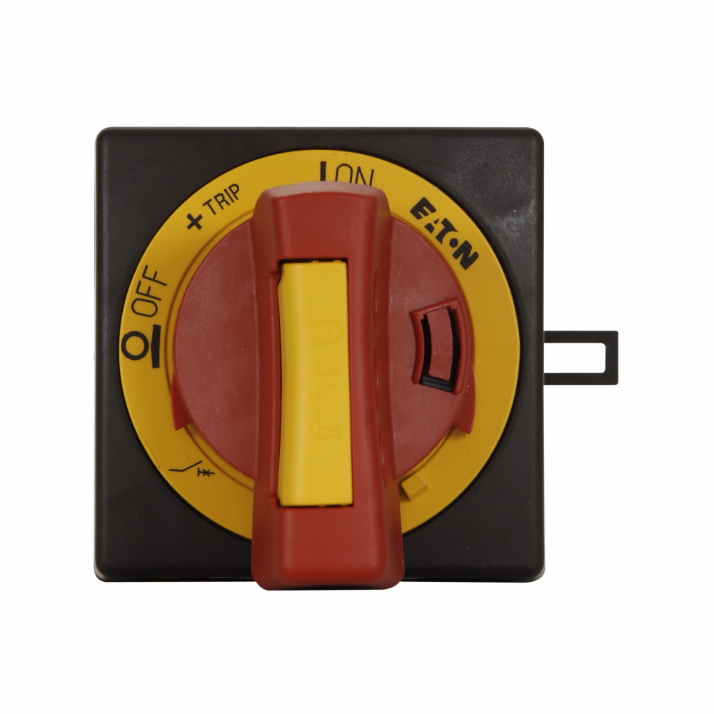 Product image for Cutler-Hammer XTPAXRHMRY motor control handle, IP65 Rotary Handle Mechanism, For use on main switches with emergency-stop function to IEC/EN 60205, Red/yellow, IP65, NEMA 12, UL/CSA 4X rating