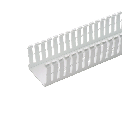 Product image for Panduit F6X4WH6 Narrow Slotted Wiring Duct, PVC, 6" x 4" x 6ft, White